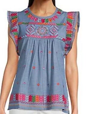 Ark & Co embroidered top, size M